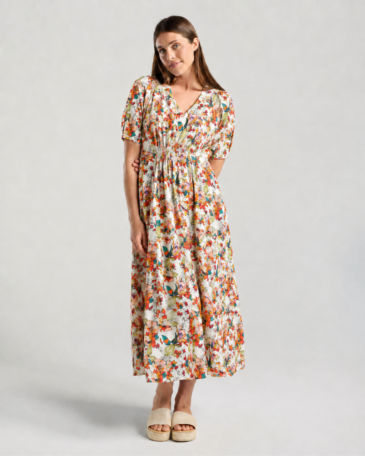 Valentina V Neck Print Dress