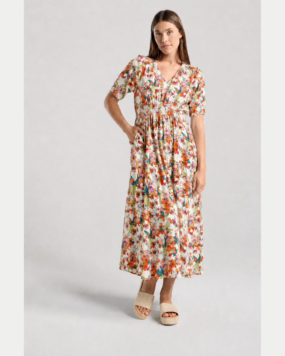 Valentina V Neck Print Dress